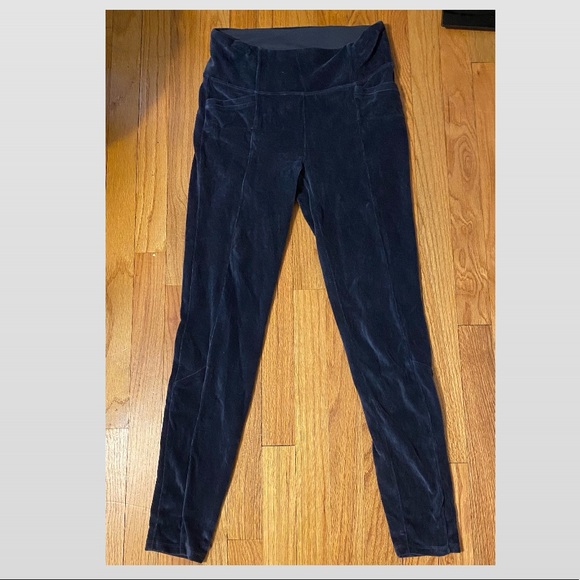 Athleta Navy Blue Velvet Leggings - Picture 3 of 5